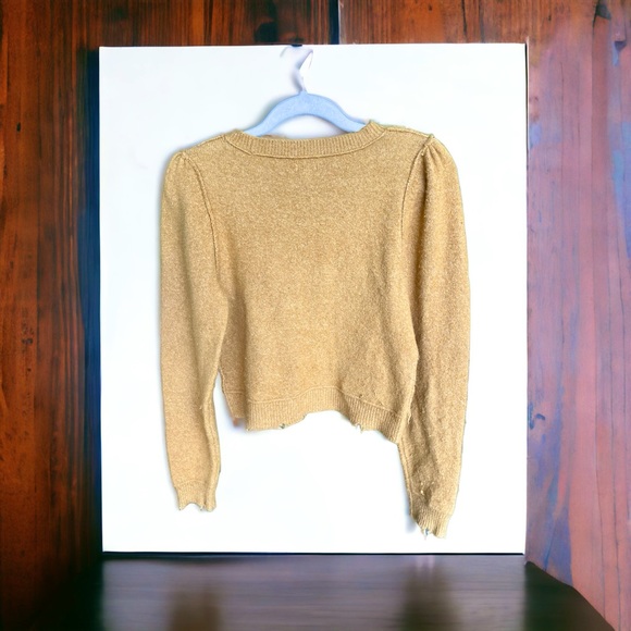 Aerie Cropped Sweater Mustard Yellow/Brown, Women’s M - Picture 3 of 3
